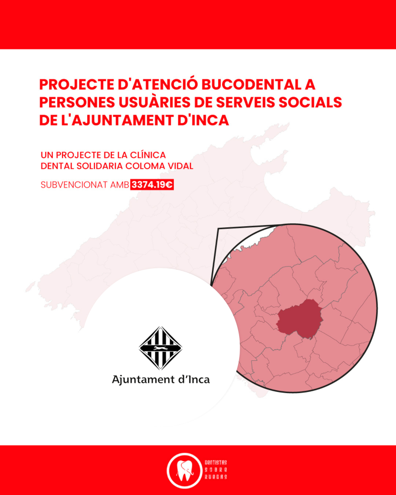 Concedida subvenció per Programa d´Atenció bucodental a persones usuàries de serveis socials de l´Ajuntamentd´Inca a la Clínica Dental Solidaria Coloma Vidal