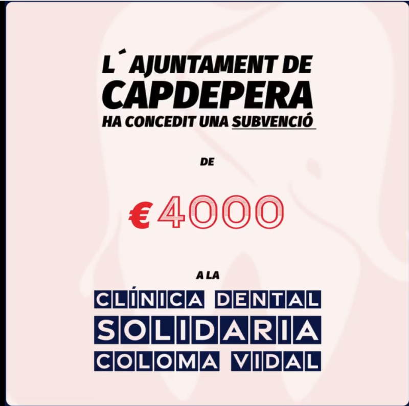 Concessió Subvenció de l´Ajuntament de Capdepera a la Clínica Dental Solidària Coloma Vidal